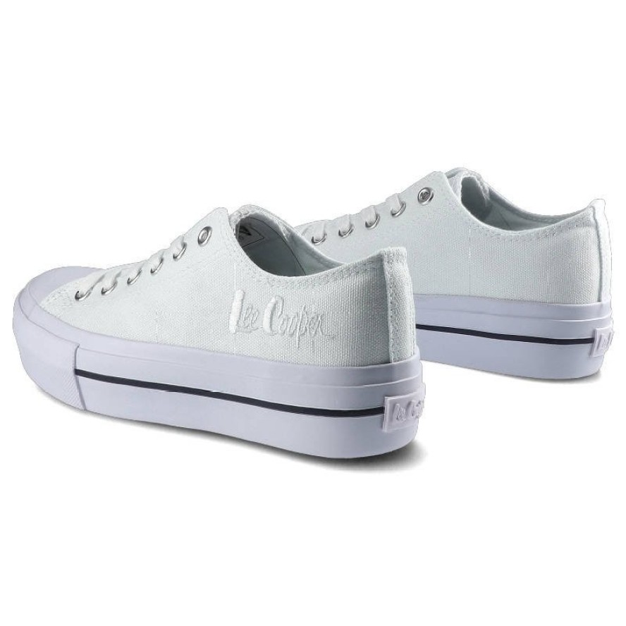 Trampki damskie Lee Cooper, sznurowany fason cholewka tekstylna płócienna niska cholewka przed kostkę gruba platformowa podeszwa gumowy nosek ochronn