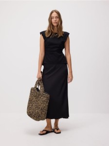 Bluzka z marszczeniami - czarny