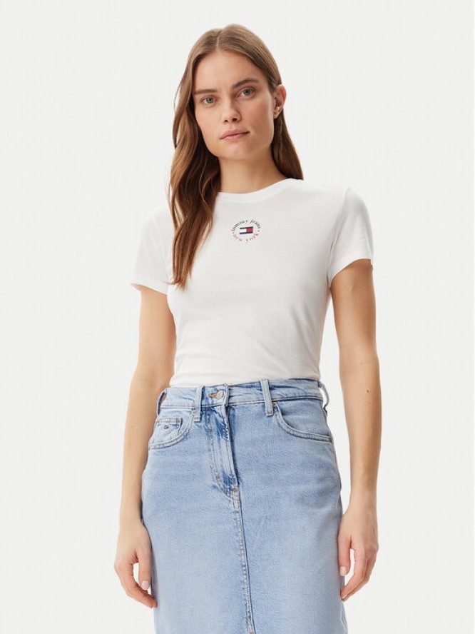 Tommy Jeans T-Shirt Essential DW0DW20316 Biały Slim Fit