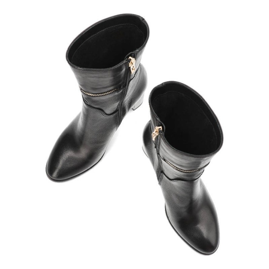 Czarne Eleganckie Botki Simen Na Obcasie