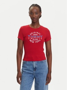 Tommy Jeans T-Shirt DW0DW21421 Czerwony Slim Fit