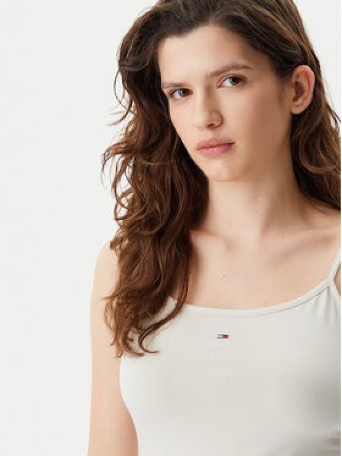 Tommy Jeans Top Essential DW0DW20675 Beżowy Slim Fit