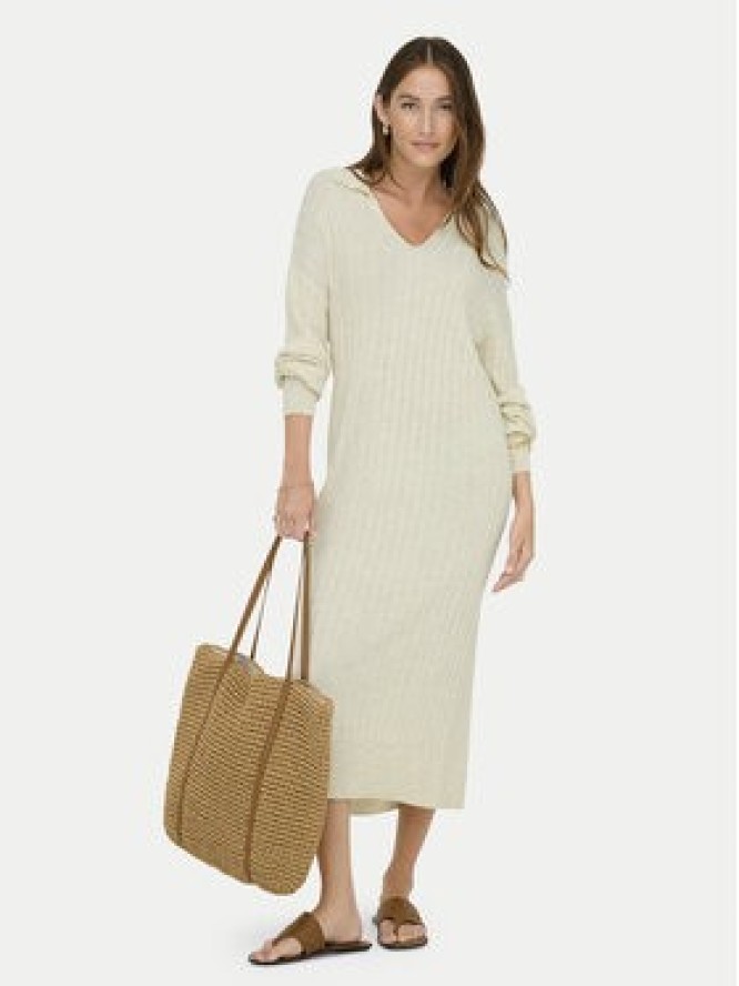 ONLY Sukienka dzianinowa Tessa 15353117 Beżowy Regular Fit