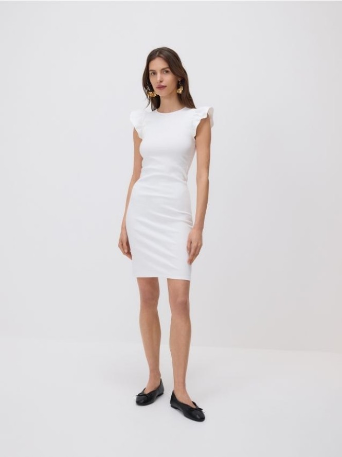 Bawełniana sukienka midi - biały