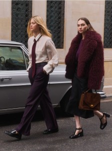 Kurtka z imitacji futra - burgundowy