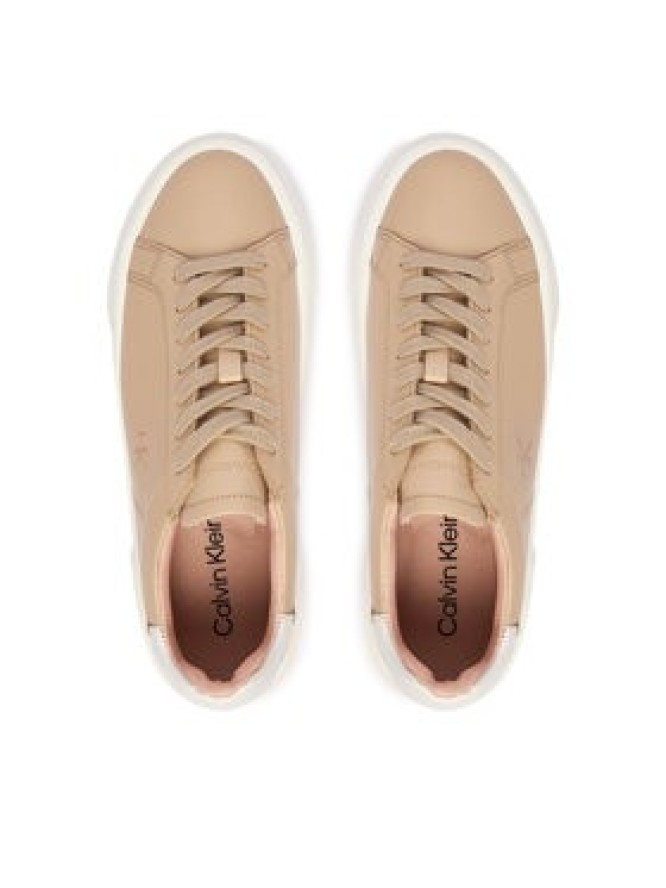 Calvin Klein Sneakersy Flatform Lace Up Lth YW0YW01928 Beżowy