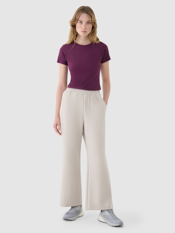 4F T-shirt slim z modalem damski - fioletowy XS