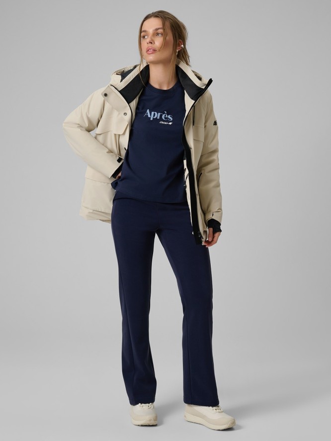 4F T-shirt boxy z nadrukiem damski - granatowy M