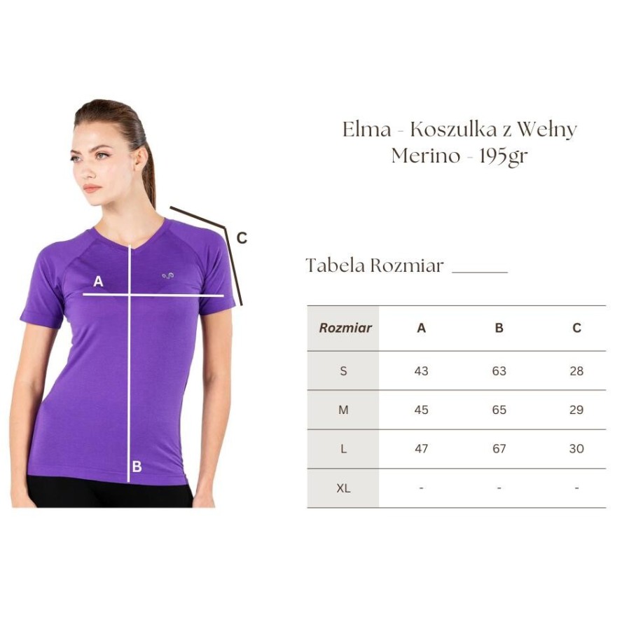 Koszulka turystyczna damska Woolona Elma Merino