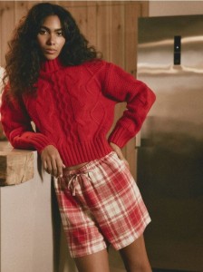 Wełniany sweter z golfem - czerwony