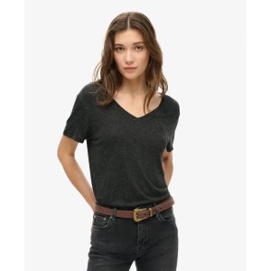 T-shirt z dekoltem w serek i haftowanym napisem dla kobiet Superdry Studio