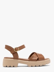 Jasnobrązowe sandały damskie z platformą
