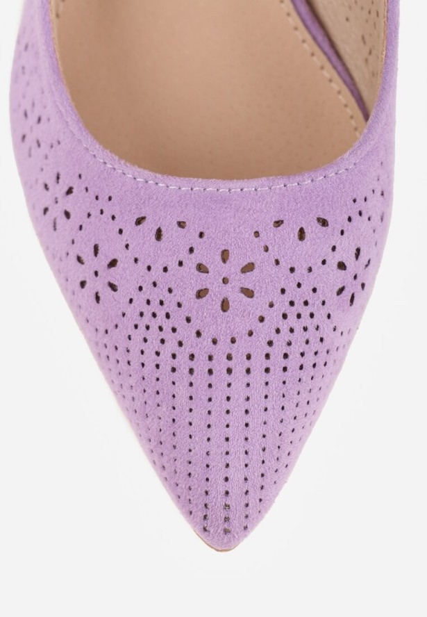 Fioletowe Sandały Vices na Słupku Slingback ze Skórzaną Wkładką i Ażurowym Wzorem Iffinira