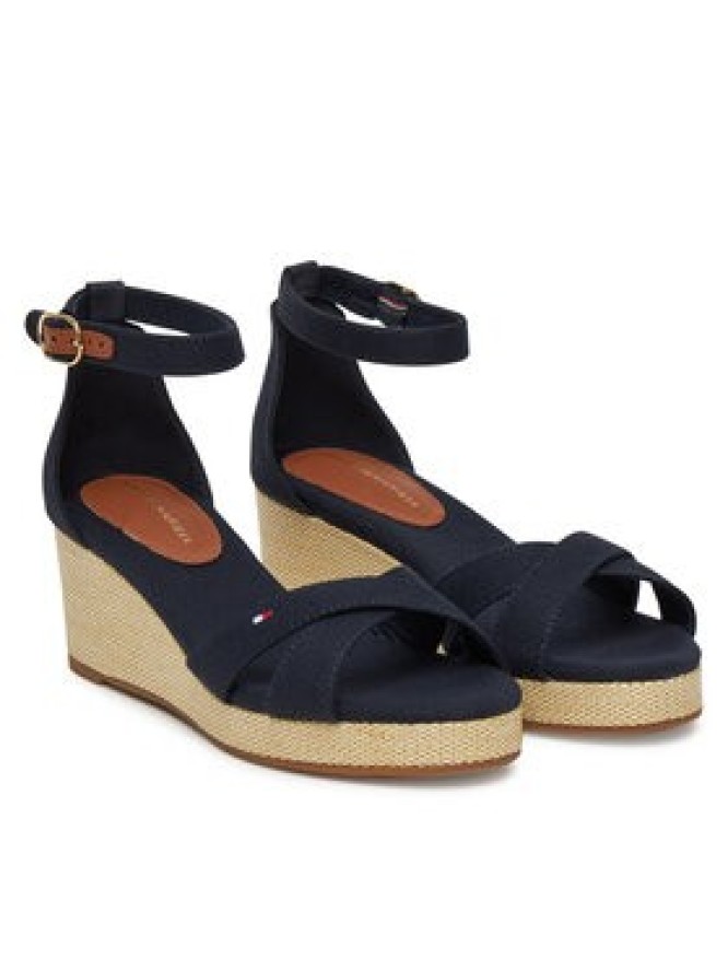 Tommy Hilfiger Sandały Flag Criss-Cros Mid Wedge Espad FW0FW08481 Granatowy
