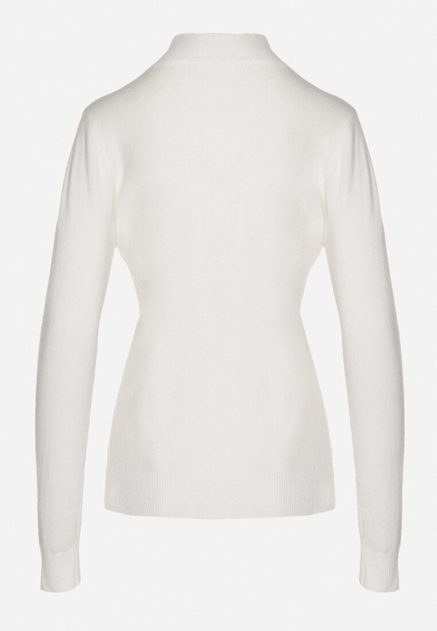 Biały Klasyczny Półgolf z Domieszką Kaszmiru Zailena