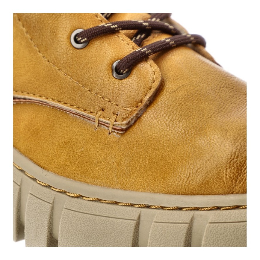 Żółte Botki Mustang Stylowe Ciepłe Obuwie Damskie