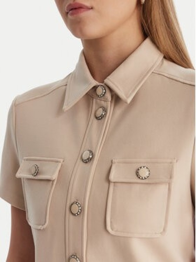 Guess Koszula W6RH83 KCMU2 Beżowy Regular Fit