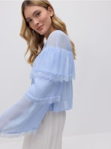 Bluzka z falbankami - jasnoniebieski