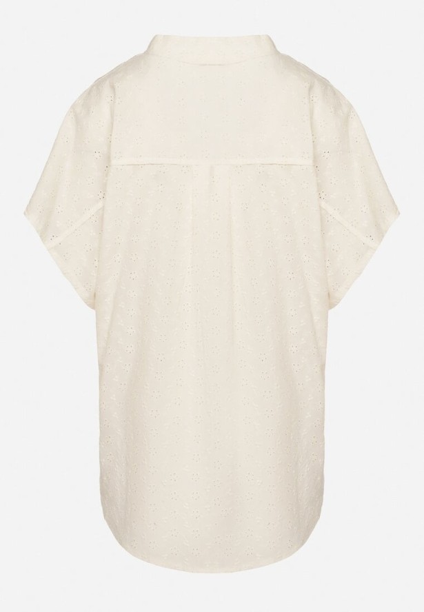 Ciemnobeżowa Bawełniana Koszula z Ozdobnym Haftem Teladwena