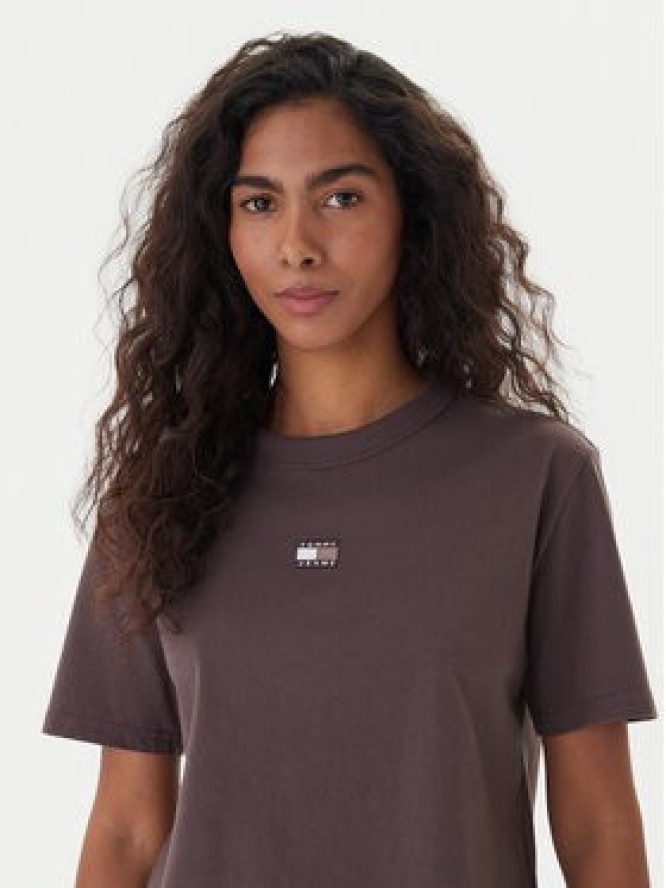 Tommy Jeans T-Shirt Badge DW0DW22202 Brązowy Boxy Fit