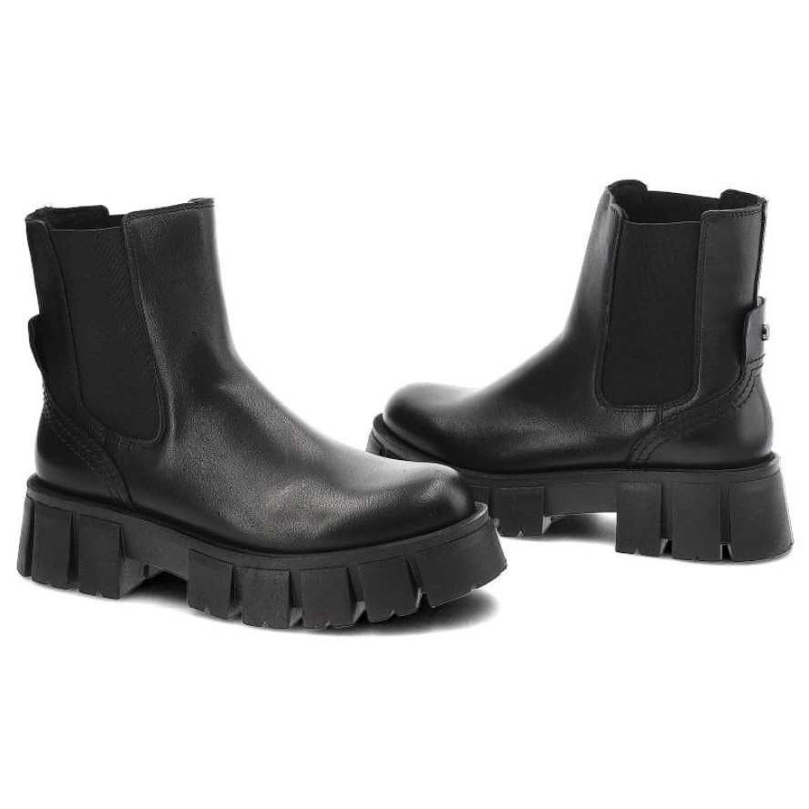 Czarne Botki Nessi Ocieplane Skórzane Buty Damskie