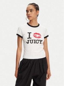 Juicy Couture T-Shirt I Kiss JCWCT125318 Biały Slim Fit