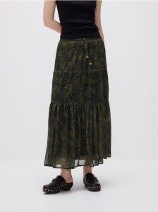 Wzorzysta spódnica midi - wielobarwny