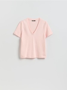 T-shirt z bawełny merceryzowanej - pastelowy róż