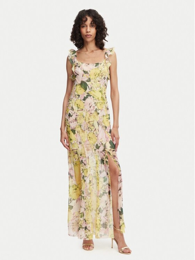 French Connection Sukienka wieczorowa Carla 719R1 Żółty jasny Slim Fit