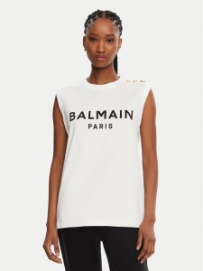 Balmain Top CF1ED001BB02 Biały Relaxed Fit
