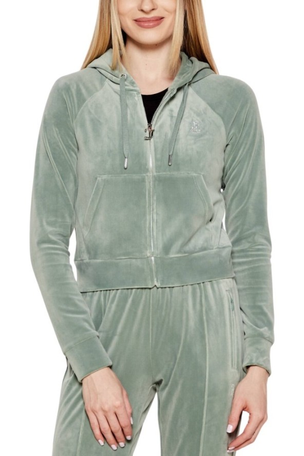 JUICY COUTURE Zielona damska bluza damska Madison Hoodie, Rozmiar M