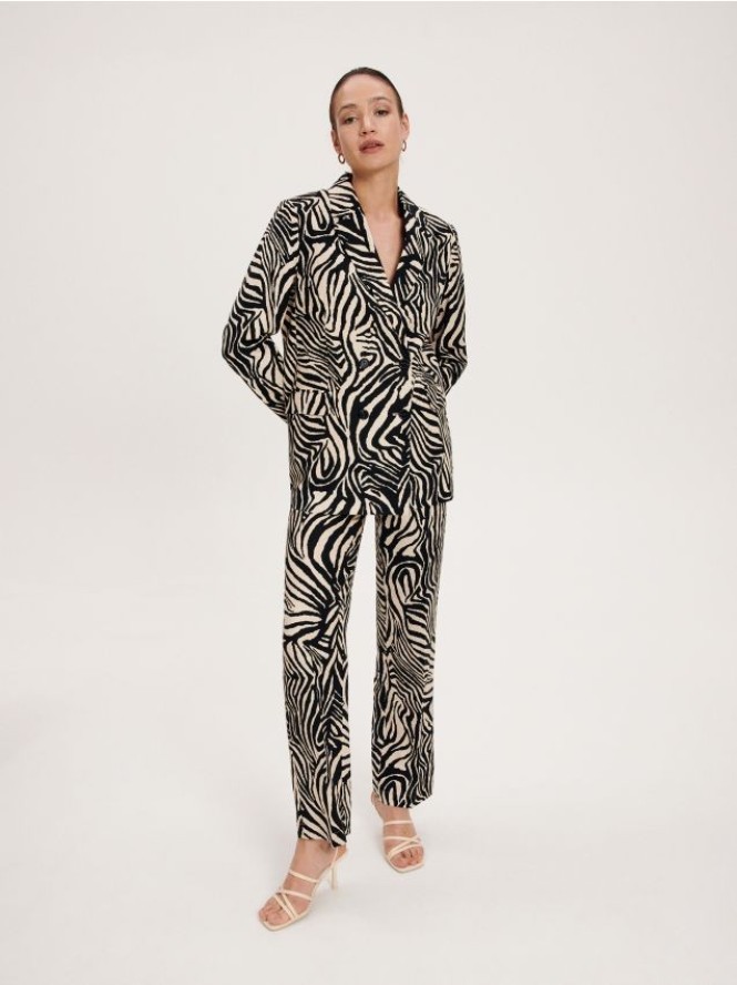 Spodnie z lnem - wielobarwny