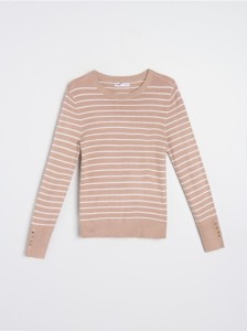 Sweter z wiskozą w paski - beżowy