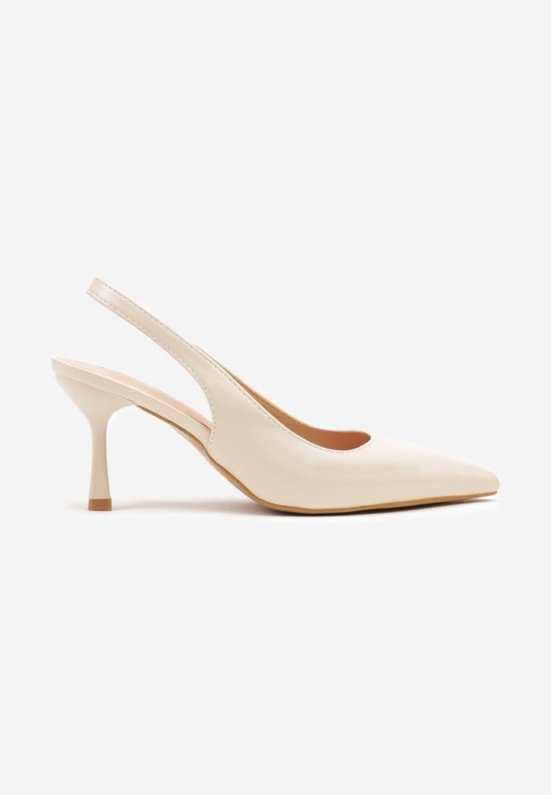 Beżowe Sandały na Szpilce z Odkrytą Piętą Delariael