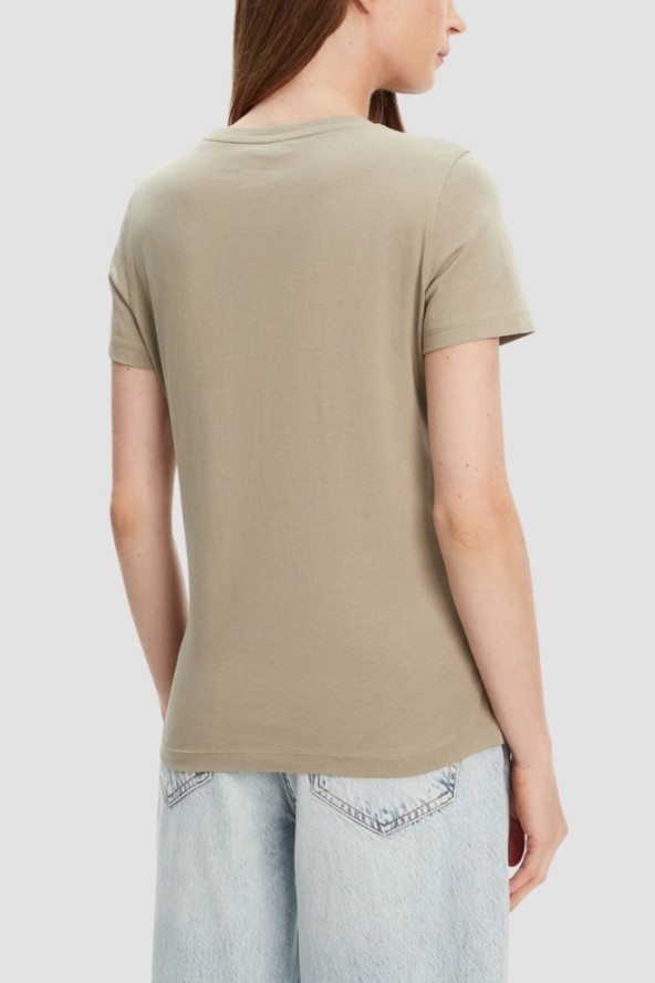 GUESS Zielony damski t-shirt Pearls Love, Rozmiar XS