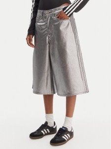 adidas Szorty jeansowe Firebird Jorts KD2930 Srebrny Regular Fit