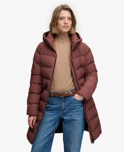 superdry Kurtka City Mid pikowana slim – Marron Brown