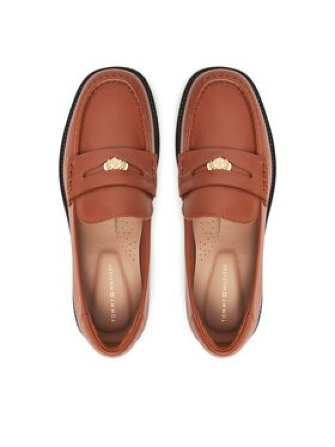 Tommy Hilfiger Lordsy Crest Squarish Toe Penny Loafer FW0FW08633 Brązowy