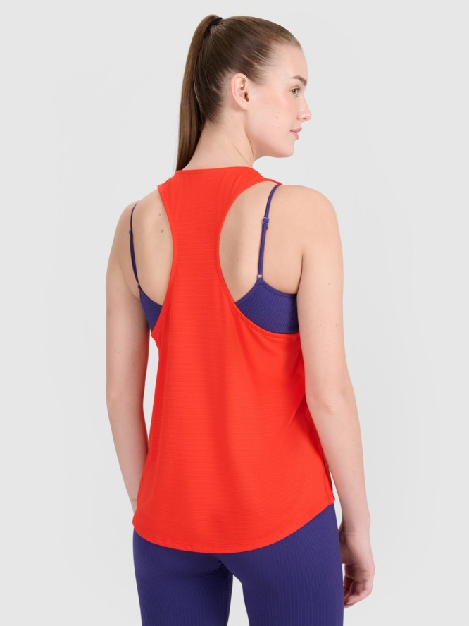 4F Top treningowy oversize szybkoschnący damski - czerwony XS