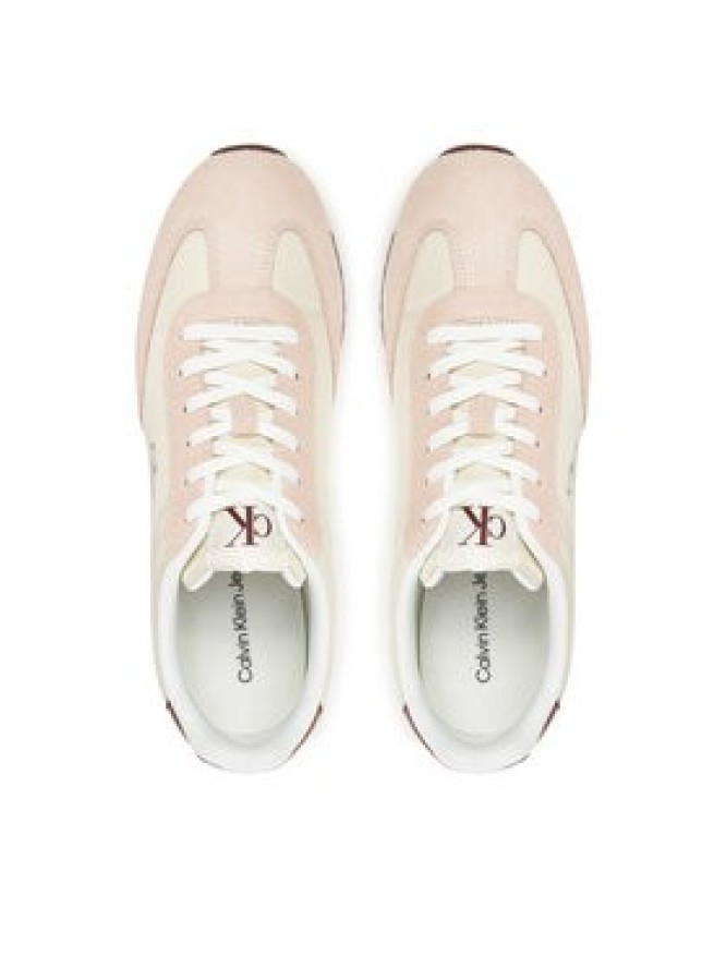 Calvin Klein Jeans Sneakersy Runner Laceup Mg Nylon Mix YW0YW01828 Écru