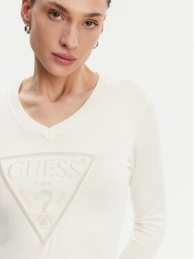 Guess Sweter W5GR19 Z2NQ2 Écru Regular Fit