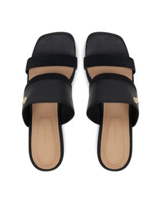 Tommy Hilfiger Klapki Leather & Suede Block Heel Mule FW0FW08530 Czarny