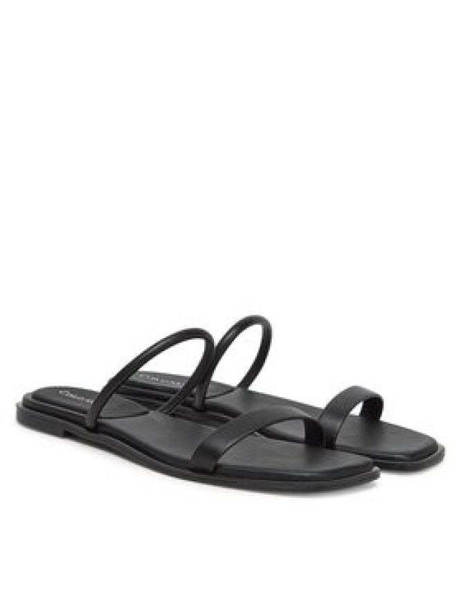 Calvin Klein Klapki Flat Sandal Squared 2-Bar Lth HW0HW02532 Czarny