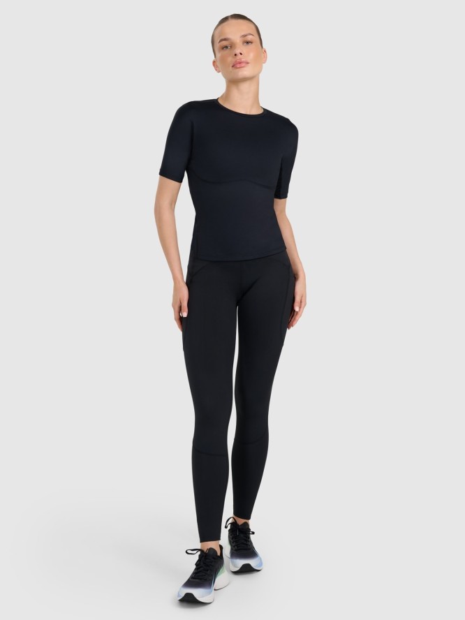 4F Koszulka treningowa slim szybkoschnąca damska - czarna XL