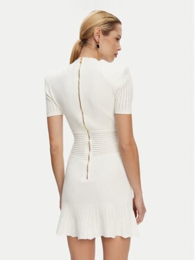 Balmain Sukienka dzianinowa DF1R7320KF24 Biały Regular Fit