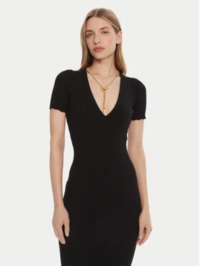 Elisabetta Franchi Sukienka dzianinowa AM-53S-51E2 Czarny Slim Fit