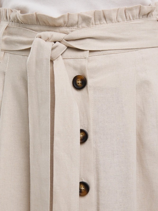 Spódnica damska midi lniana z ozdobnymi guzikami beżowa Cosmo 800