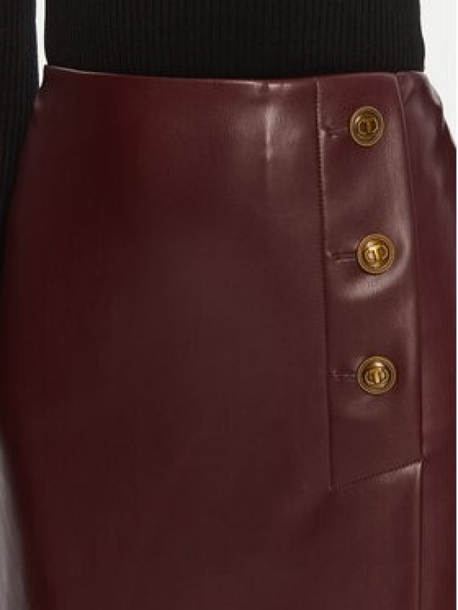 TWINSET Spódnica z imitacji skóry 252TP2233 Bordowy Regular Fit