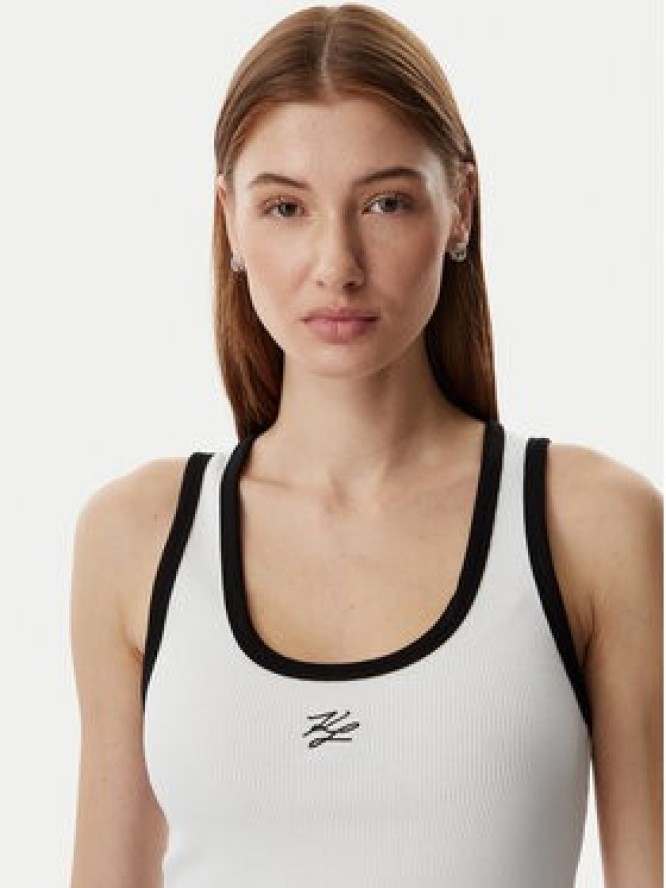 KARL LAGERFELD Top B2W17003 Biały Slim Fit