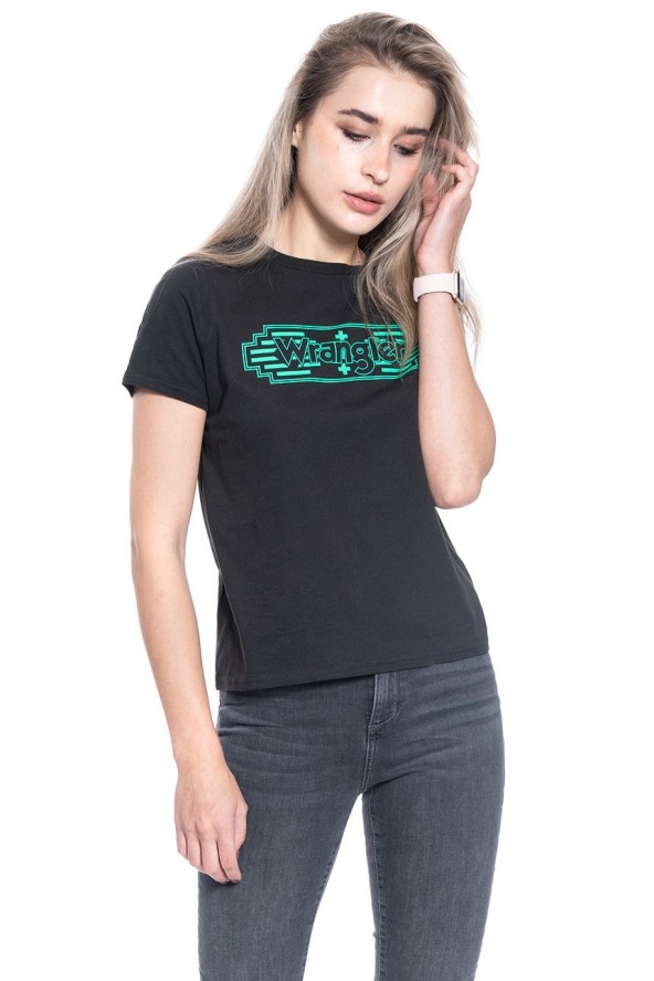 DAMSKI T-SHIRT WRANGLER SS GRAPHIC TEE FADED BLACK W7Z4EVXV6 112132172